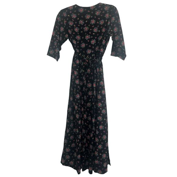 ✨Hanna Anderson Floral Button Down V-Neck 3-4 Sleeves Sz Small Midi Dress✨ - Picture 2 of 5